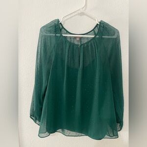 J. Crew green sheer top, size S